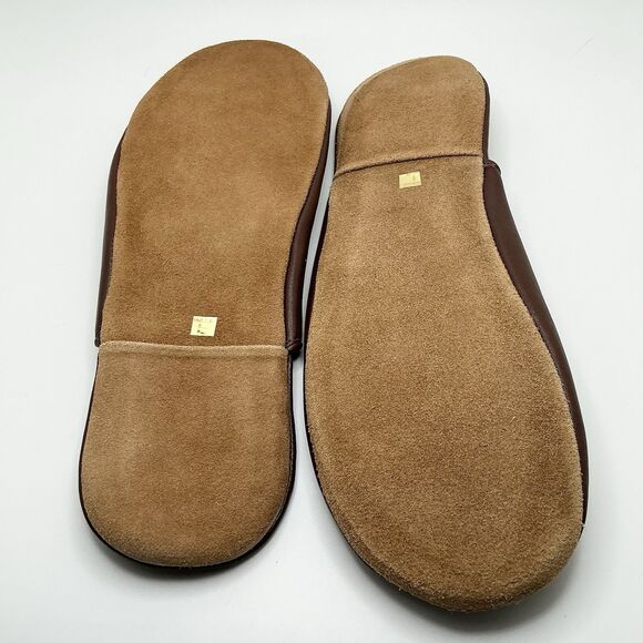 Vintage Leather Sherpa Lined Travel Slippers | Men\'s Large | Zippered Case main image 5